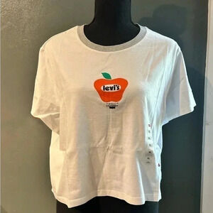 White Cropped Levis Shirt